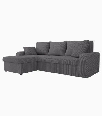 Canapé d'angle Dalmir Cord avec fonction couchage et deux coffres de lit